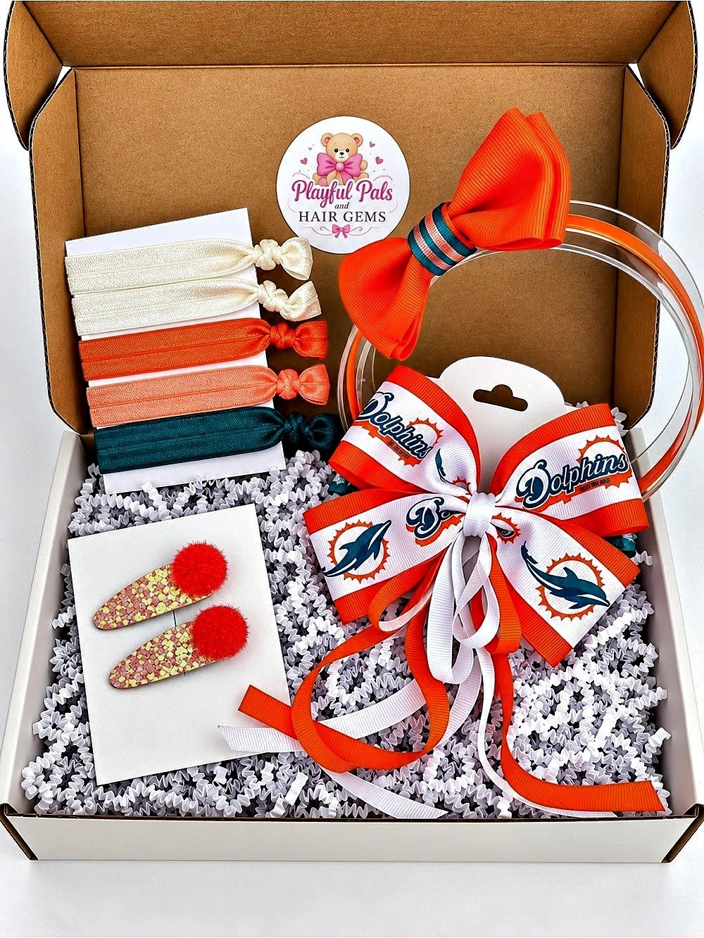 Miami Dolphins Inspired Hair Accessory Gift Set | Game Day | Football